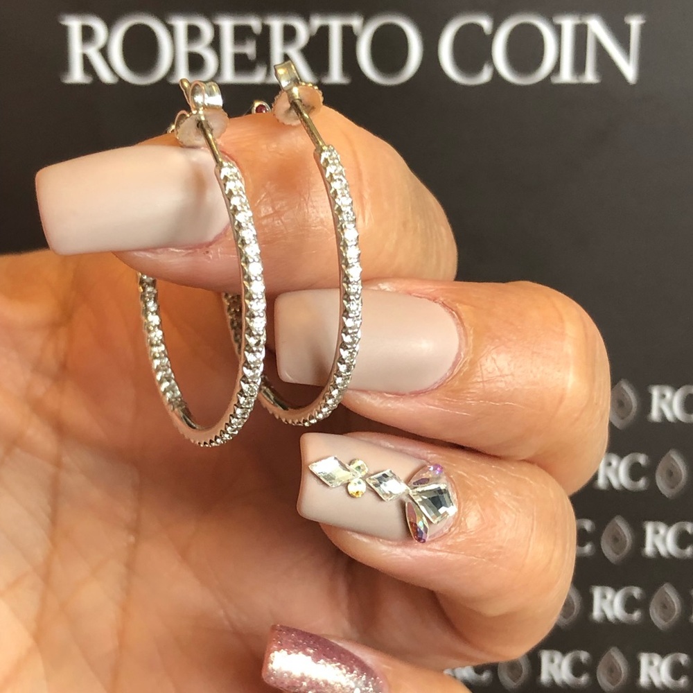 Roberto Coin 18K White Large Gold Hoops